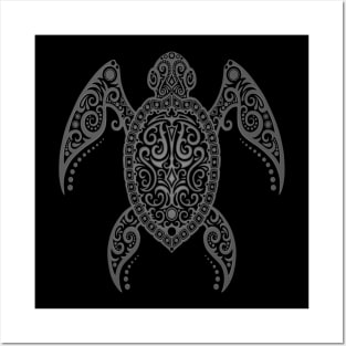 Intricate Dark Sea Turtle Posters and Art